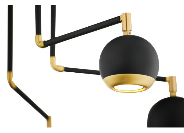 Jupiter 1987 - Lampadario a sospensione con supporto rigido VILAR 6xGU10/10W/230V nero/oro