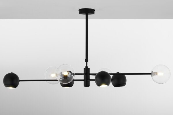 Jupiter 1996 - Lampadario a sospensione con supporto rigido MOKA 4xGU10/10W/230V + 4xG9/10W/230V nero/limpido