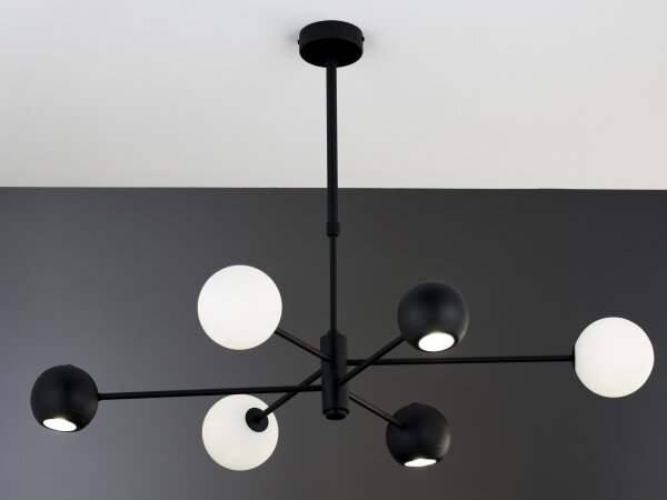 Jupiter 1997 - Lampadario a sospensione con supporto rigido MOKA 3xGU10/10W/230V + 3xG9/10W/230V nero/bianco