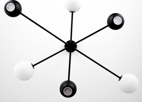 Jupiter 1997 - Lampadario a sospensione con supporto rigido MOKA 3xGU10/10W/230V + 3xG9/10W/230V nero/bianco