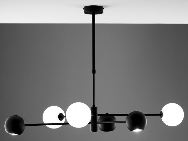 Jupiter 1997 - Lampadario a sospensione con supporto rigido MOKA 3xGU10/10W/230V + 3xG9/10W/230V nero/bianco