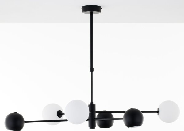 Jupiter 1997 - Lampadario a sospensione con supporto rigido MOKA 3xGU10/10W/230V + 3xG9/10W/230V nero/bianco