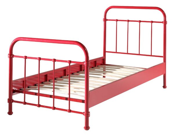 Letto per bambini in metallo rosso, 90 x 200 cm New York - Vipack