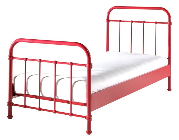 Letto per bambini in metallo rosso, 90 x 200 cm New York - Vipack