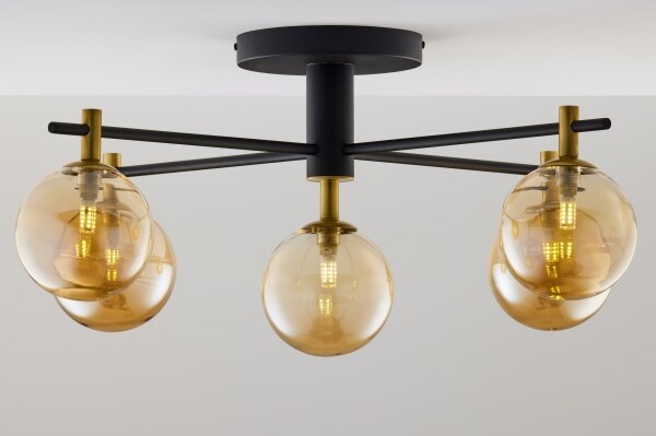 Jupiter 2032 - Lampadario a plafone FIGARO 5xG9/10W/230V nero/oro/beige