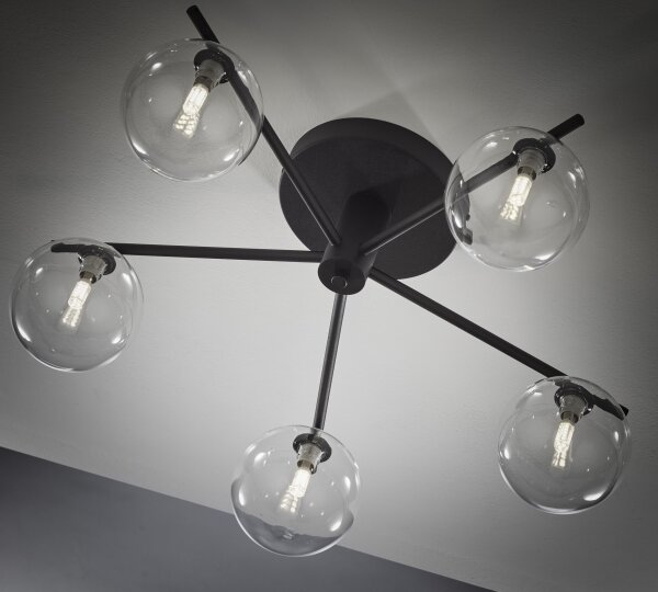 Jupiter 2046 - Lampadario a plafone PRATO 5xG9/10W/230V nero/limpido