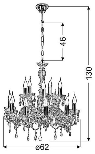 Lampadario a sospensione con catena MARIA TERESA 12xE14/40W/230V