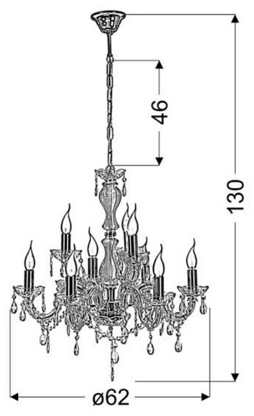 Lampadario a sospensione con catena MARIA TERESA 9xE14/40W/230V