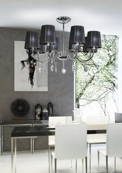 Lampadario su palo SORENTO 8xE14/40W/230V nero