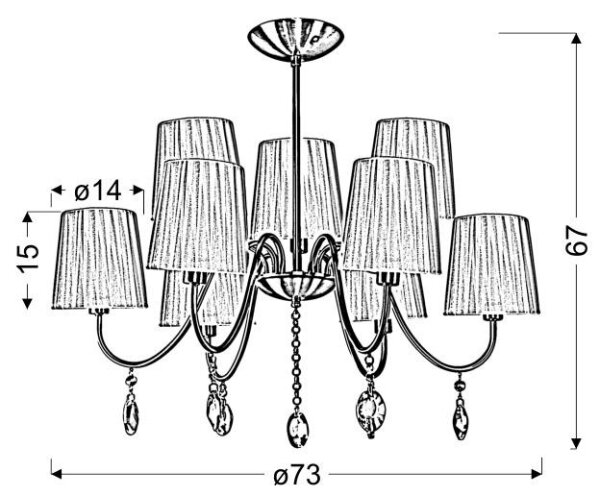 Lampadario su palo SORENTO 9xE14/40W/230V nero