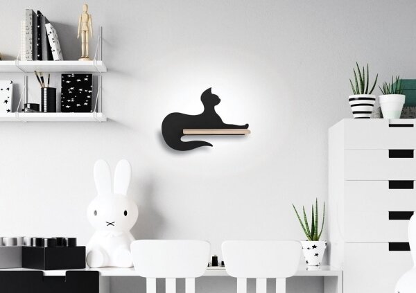 Applique LED per bambini con mensola BLACK CAT LED/5W/230V
