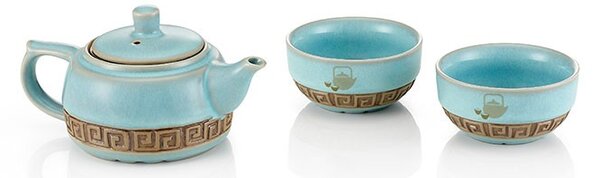 Set in porcellana Ru blu decorato 3 pz