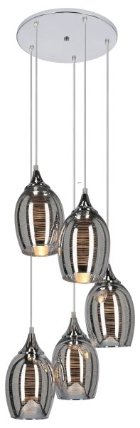 Lampadario a sospensione con filo MARINA 5xE27/60W/230V cromo