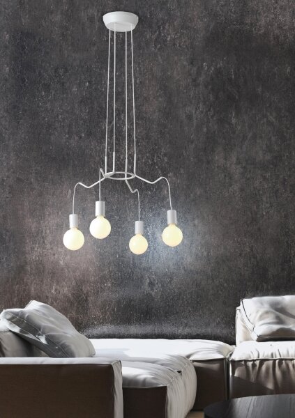 Lampadario a sospensione con filo BASSO 4xE27/40W/230V bianco