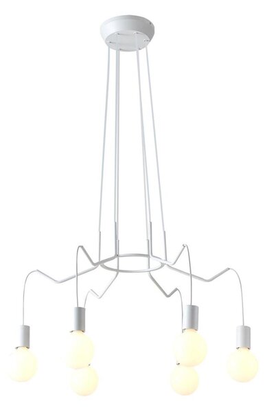 Lampadario a sospensione con filo BASSO 6xE27/40W/230V bianco