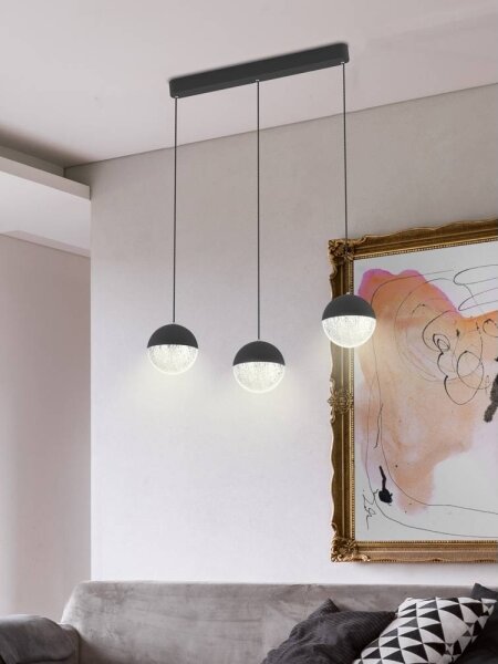 Lampadario su filo LED FURNI 3xLED/5W/230V nero