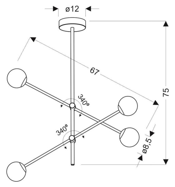 Lampadario su palo PAKSOS 4xG9/5W/230V nero