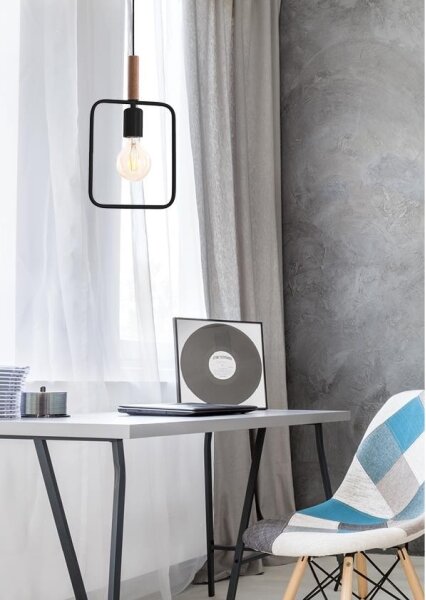 Lampadario a sospensione con filo FRAME 1xE27/60W/230V nero