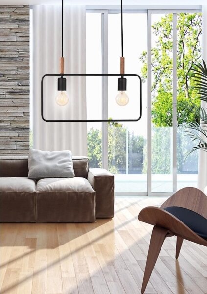 Lampadario a sospensione con filo FRAME 2xE27/60W/230V nero