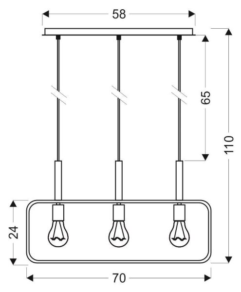 Lampadario a sospensione con filo FRAME 3xE27/60W/230V nero