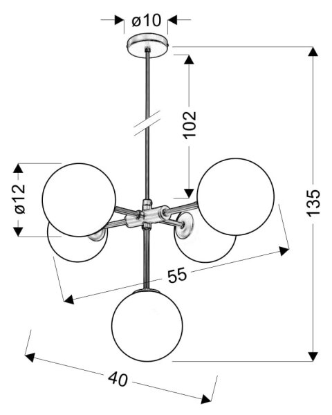 Lampadario a sospensione con filo MATI 5xG9/28W/230V