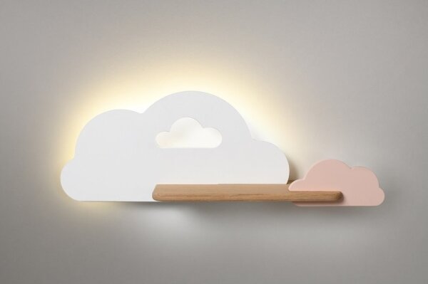 Applique LED per bambini con mensola CLOUD LED/5W/230V bianco/rosa