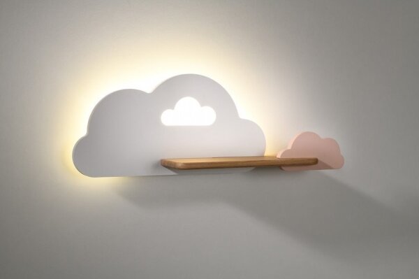 Applique LED per bambini con mensola CLOUD LED/5W/230V bianco/rosa