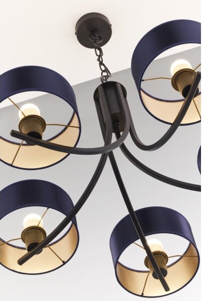 Jupiter 2101 - Lampadario con catena ARTHUR 5xE27/15W/230V blu/nero