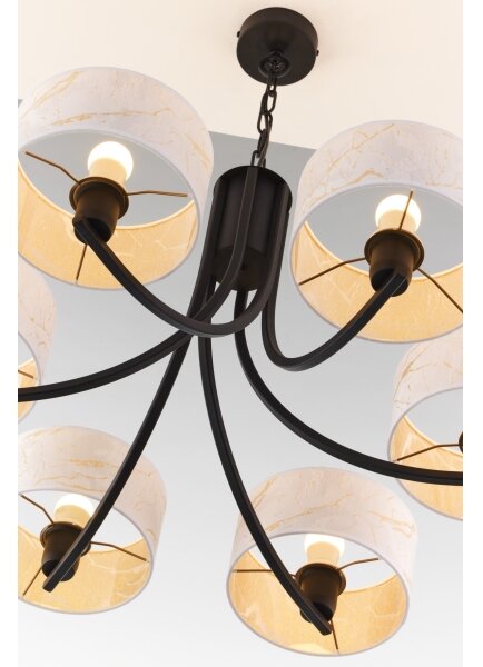 Jupiter 2105 - Lampadario con catena ARTHUR 6xE27/15W/230V bianco/nero/finitura effetto marmo