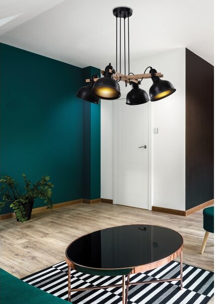 Lampadario a sospensione con filo RENO 4xE27/40W/230V nero/marrone