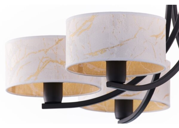 Jupiter 2105 - Lampadario con catena ARTHUR 6xE27/15W/230V bianco/nero/finitura effetto marmo