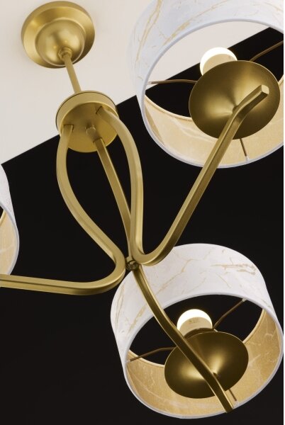 Jupiter 2109 - Lampadario a stelo KASZMIR 3xE27/15W/230V bianco/dorato/effetto marmo
