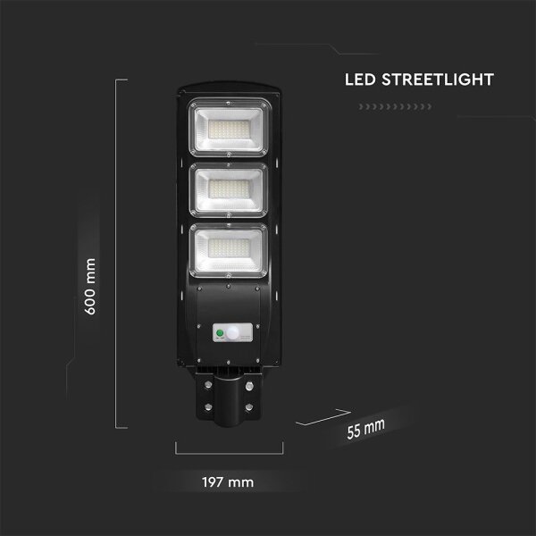 Lampada solare stradale LED dimmerabile 12W 3,2V 6000K IP65 10000mAh + DO
