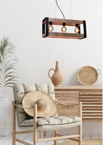 Lampadario a sospensione con filo VARNA 3xE27/40W/230V quercia