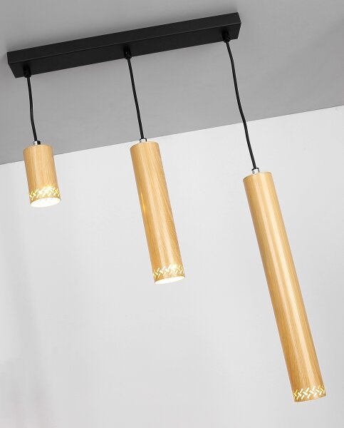 Lampadario su filo TUBO 3xGU10/25W/230V legno