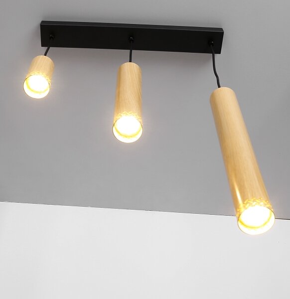 Lampadario su filo TUBO 3xGU10/25W/230V legno