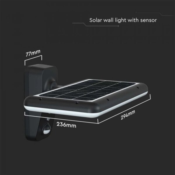 Lampada solare da parete LED con sensore 15W 3,2V 4000K/6000K IP65 nera