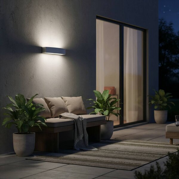 IDEAL LUX Applique da esterni Andromeda, dimmerabile, Alluminio / Grigio / Zincato, Bagno, Alluminio, Moderno, Applique da esterni