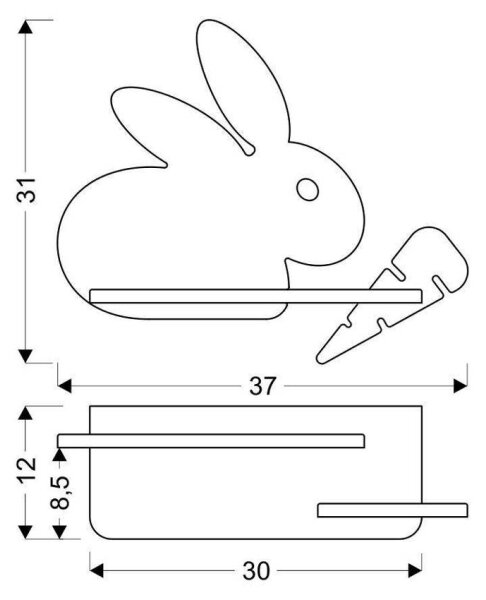 Applique LED per bambini con mensola RABBIT LED/4W/230V grigio/bianco/legno