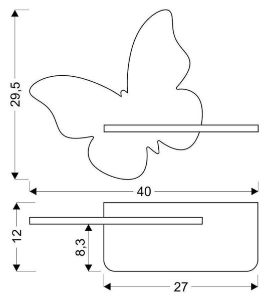 Applique LED per bambini con mensola BUTTERFLY LED/5W/230V rosa/legno