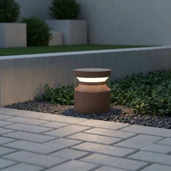 IDEAL LUX Lampioncino LED Ideal Lux Boeing, marrone caffè, altezza 15 cm Boeing, Marrone / Ruggine, Metallo, Lampada LED da esterni