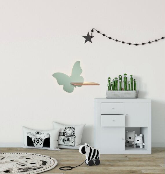 Applique LED per bambini con mensola FARFALLA LED/5W/230V verde/legno