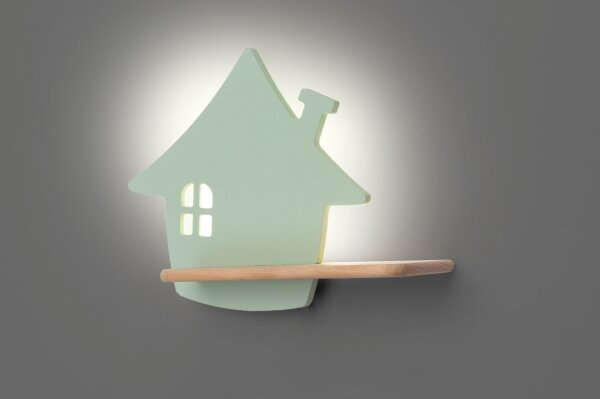 Applique LED per bambini con mensola HOUSE LED/4W/230V verde/legno