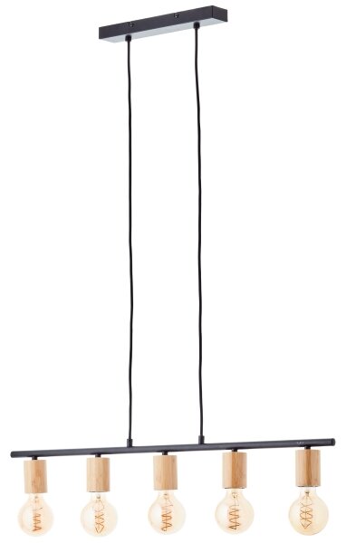 Brilliant - Lampadario a sospensione KERRY su cavo 5xE27/40W/230V nero/bambù
