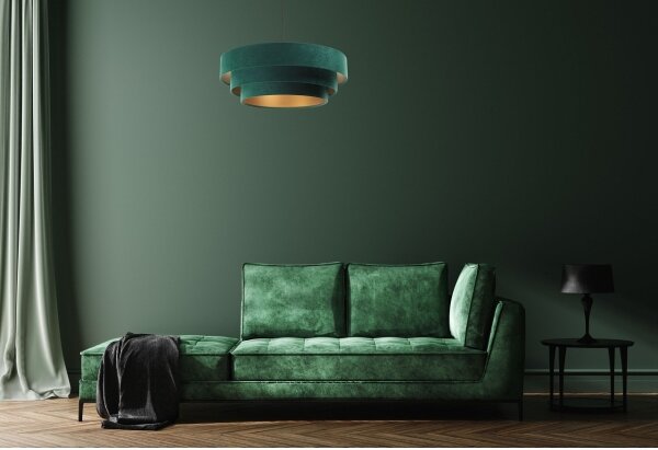 Lampadario su corda TRINITI 1xE27/60W/230V verde/oro