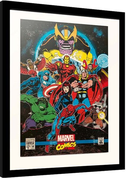 Quadro Marvel Avengers - Infinity War - Retro, Poster Incorniciato