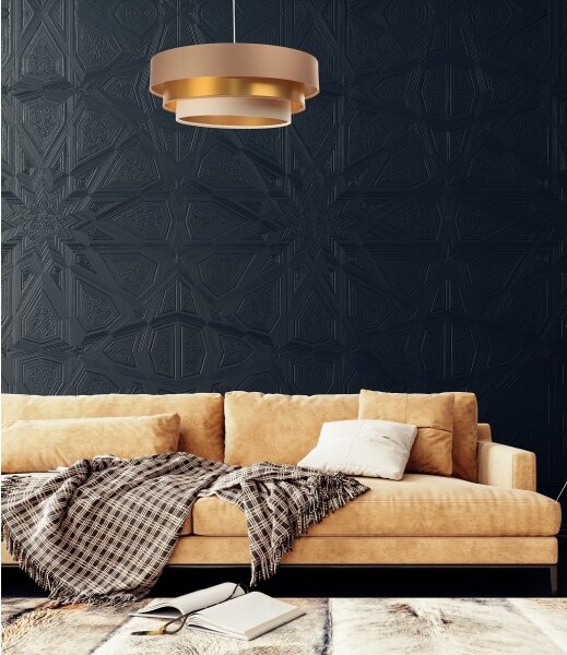 Lampadario su filo TRINITI 1xE27/60W/230V beige/oro
