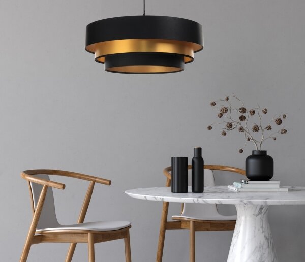 Lampadario su filo TRINITI 1xE27/60W/230V nero/oro