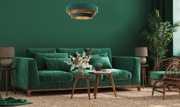 Lampadario su filo TRINITI 1xE27/60W/230V verde/oro