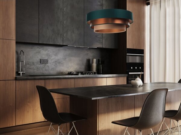 Lampadario su filo TRINITI 1xE27/60W/230V verde/rame
